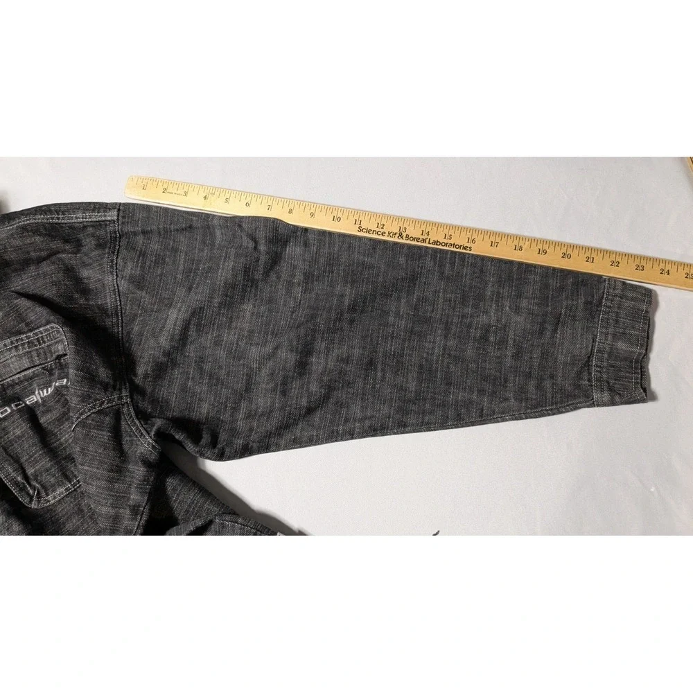 VTG ROCAWEAR Men‎ 2XL Black Heather Denim  Full Zip Jean Jacket